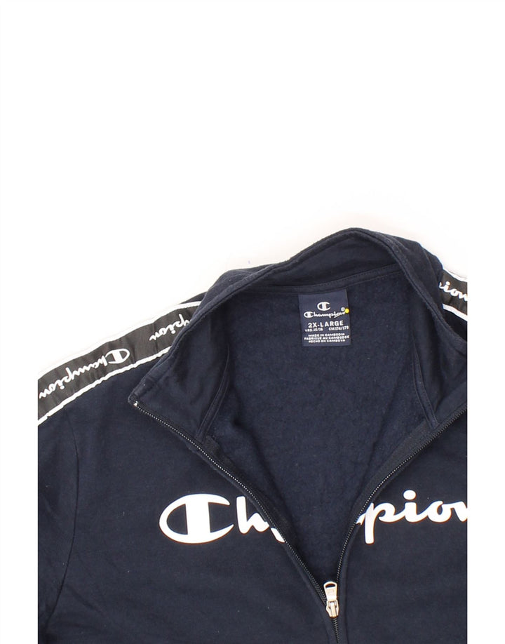 CHAMPION Boys Graphic Tracksuit Top Jacket 15-16 Years 2XL Navy Blue Vintage Champion and Second-Hand Champion from Messina Hembry 