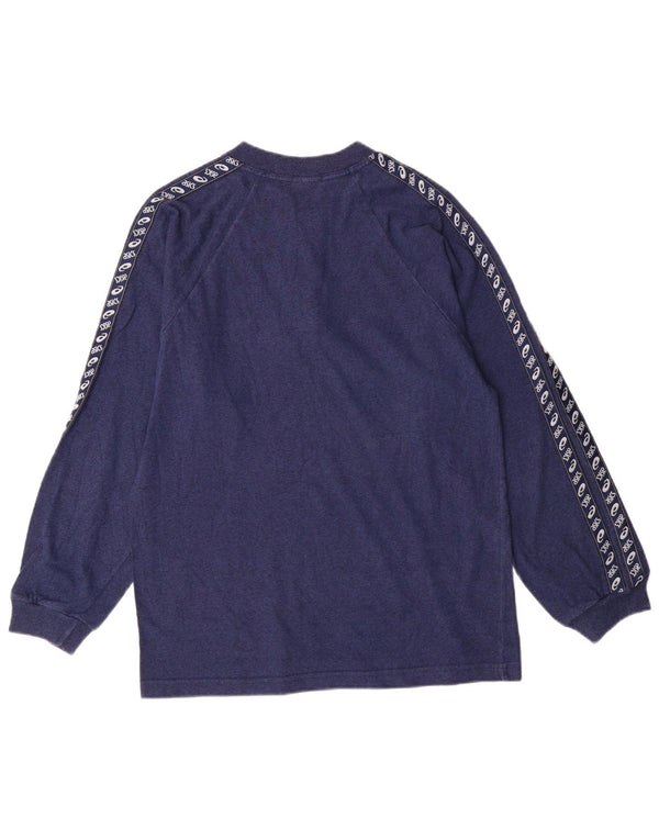Top Asics Uomo Manica Lunga Medio Blu Navy Cotone