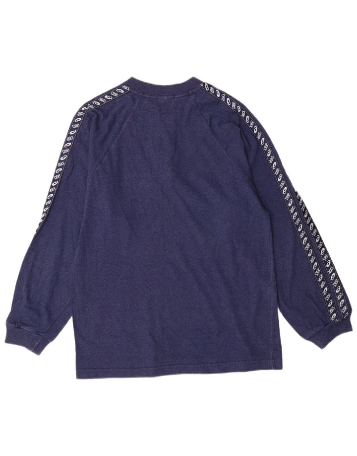 Top Asics Uomo Manica Lunga Medio Blu Navy Cotone