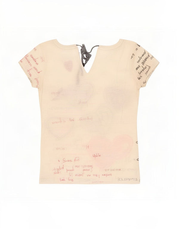 Desigual T-shirt grafica da donna Top UK 12 Medium Bianco