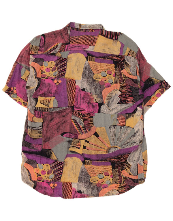 Camicia vintage da uomo ampia vestibilità media color block multicolore retrò