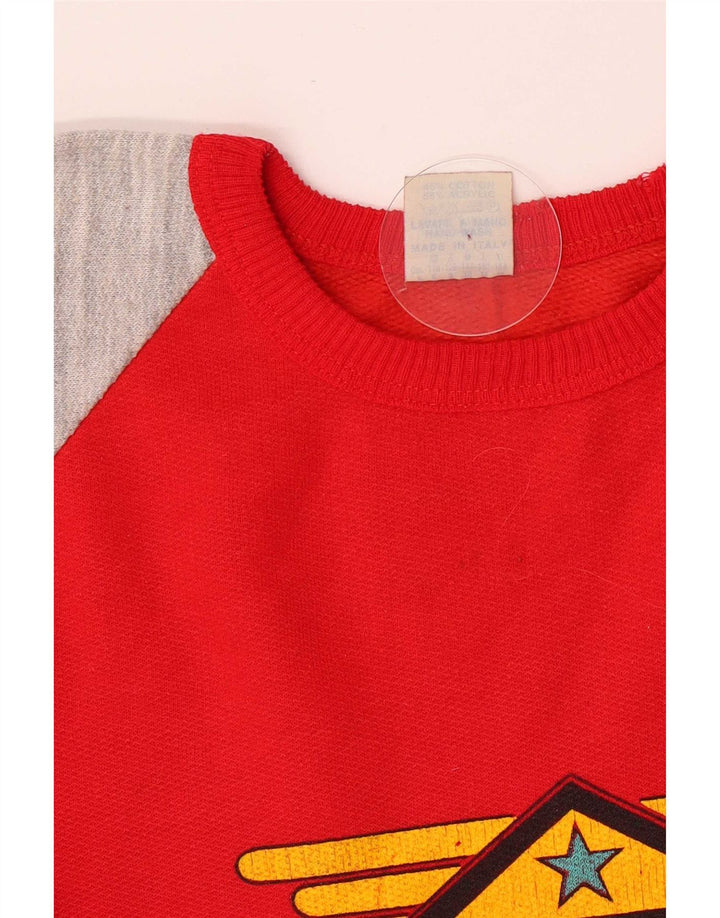 Felpa grafica da uomo vintage in cotone color block rosso medio