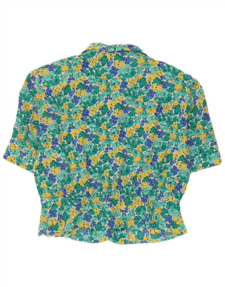 MARKWALD Camicia a maniche corte da donna corta Camicetta IT 42 Verde medio floreale