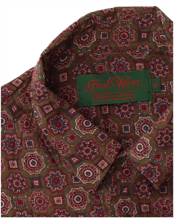 Camicia da uomo vintage XL Rayon floreale marrone