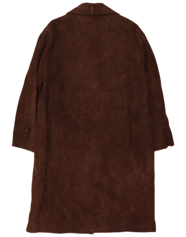 Cappotto vintage in pelle scamosciata da donna UK 12 Marrone medio
