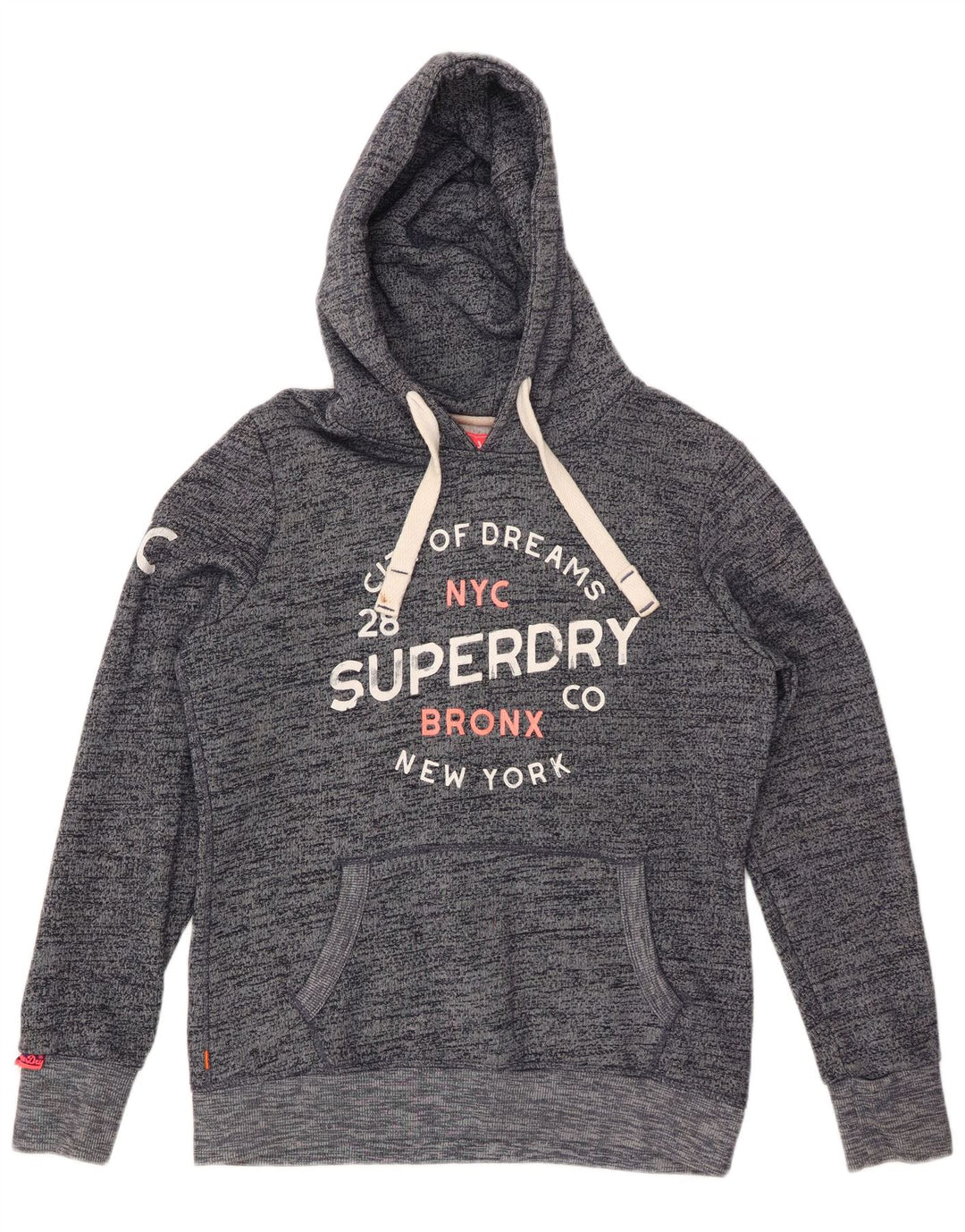 Felpa con cappuccio grafica Bronx da donna SUPERDRY UK 16 grande grigio chiazzato