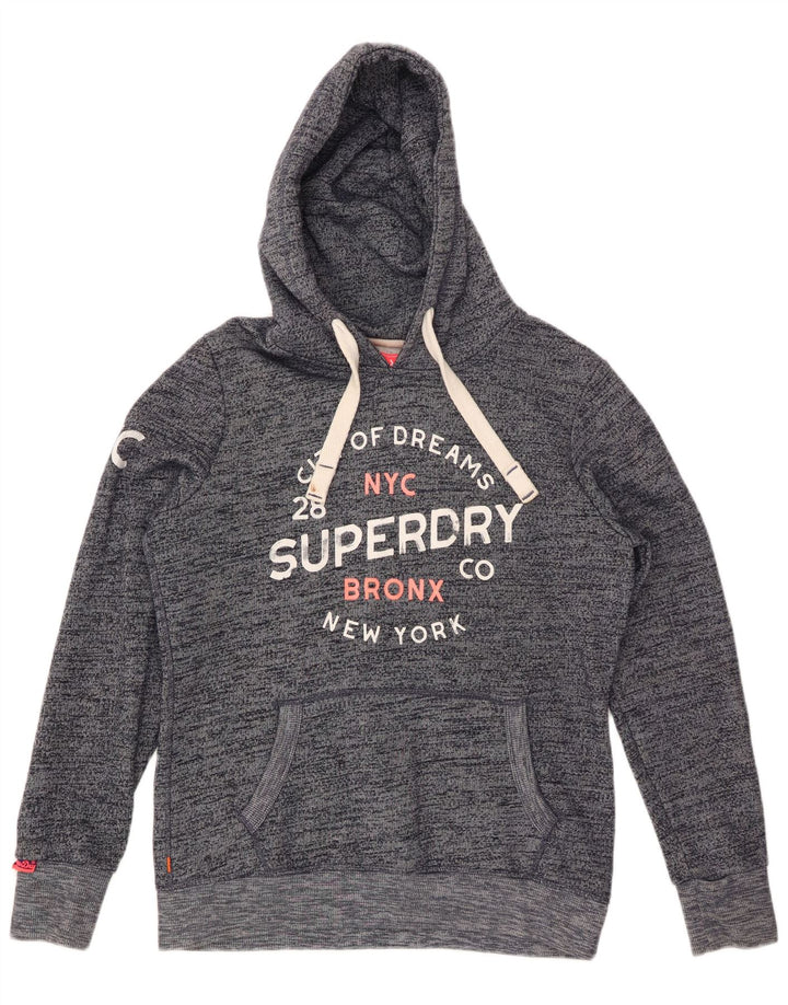 Felpa con cappuccio grafica Bronx da donna SUPERDRY UK 16 grande grigio chiazzato