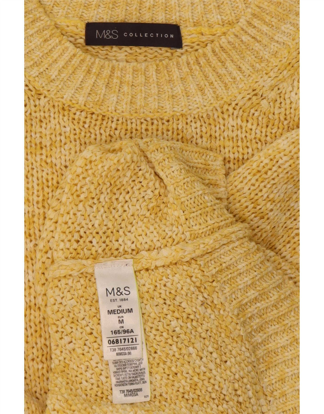 Maglione maglione girocollo da donna Marks & Spencer UK 14 giallo medio