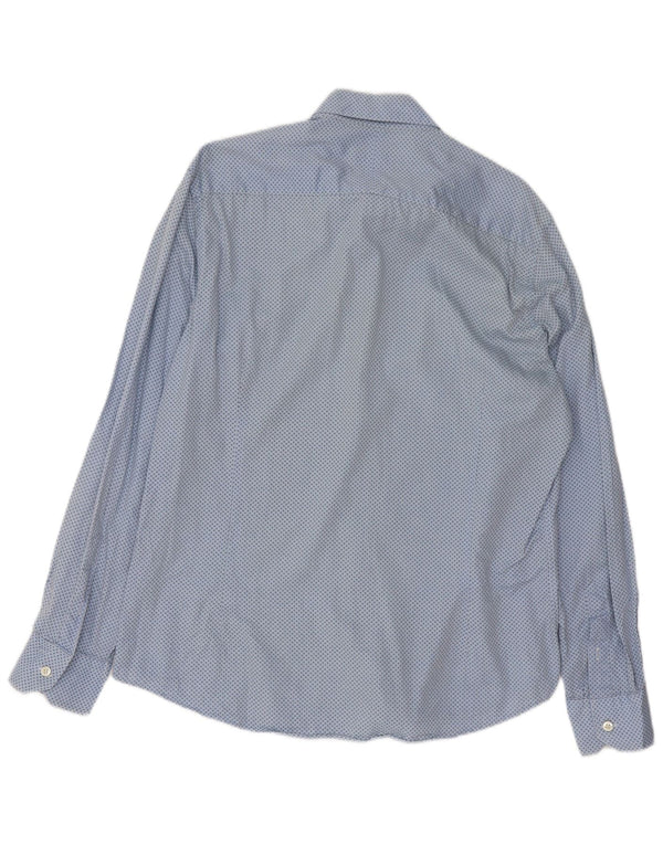 Massimo Dutti Mens Shirt Size 43 Large Blue Spotted