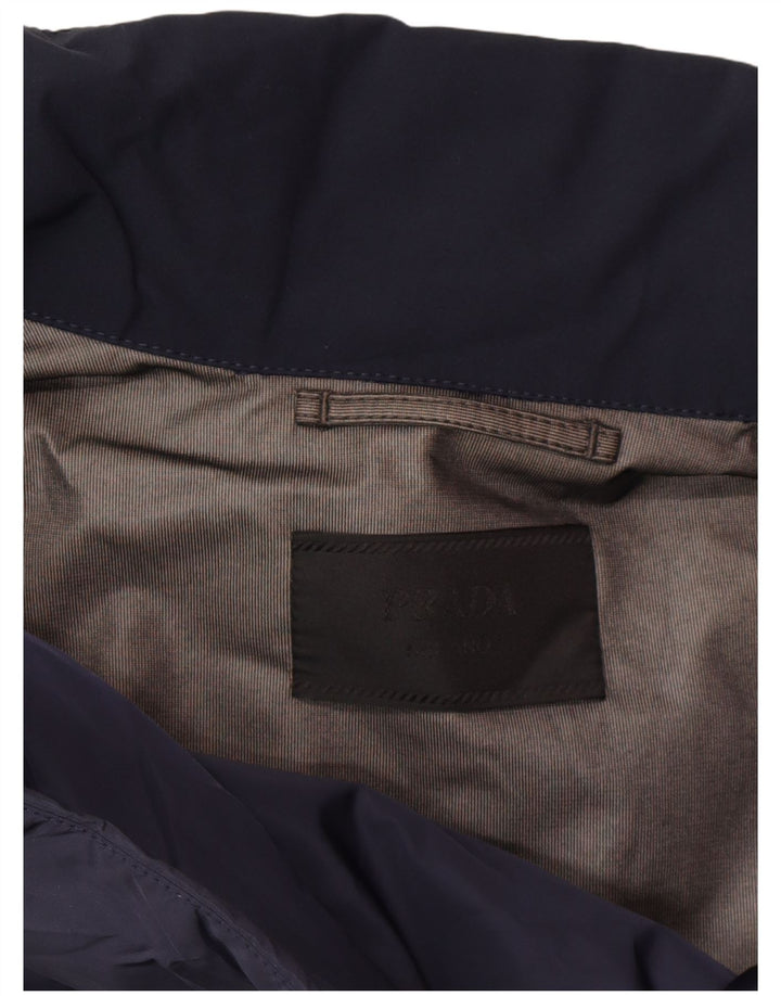 PRADA Giacca a vento da uomo IT 52 XL Blu navy poliestere classica