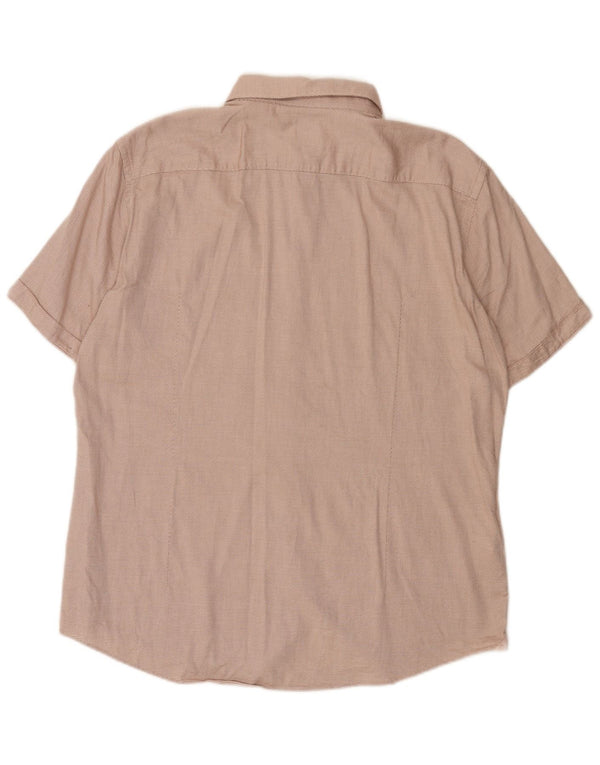 Camicia a maniche corte da uomo Hugo Boss XL cotone maculato rosa