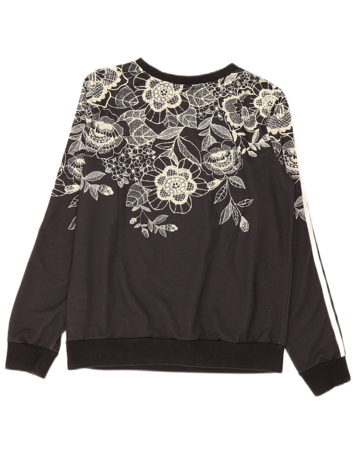 Felpa da donna Adidas Jumper UK 12 Medium Black Floral Poliestere