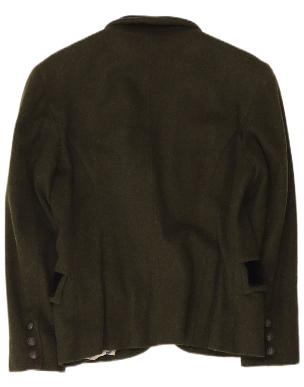 Giacca blazer vintage da donna a 1 bottone UK 14 grande color kaki