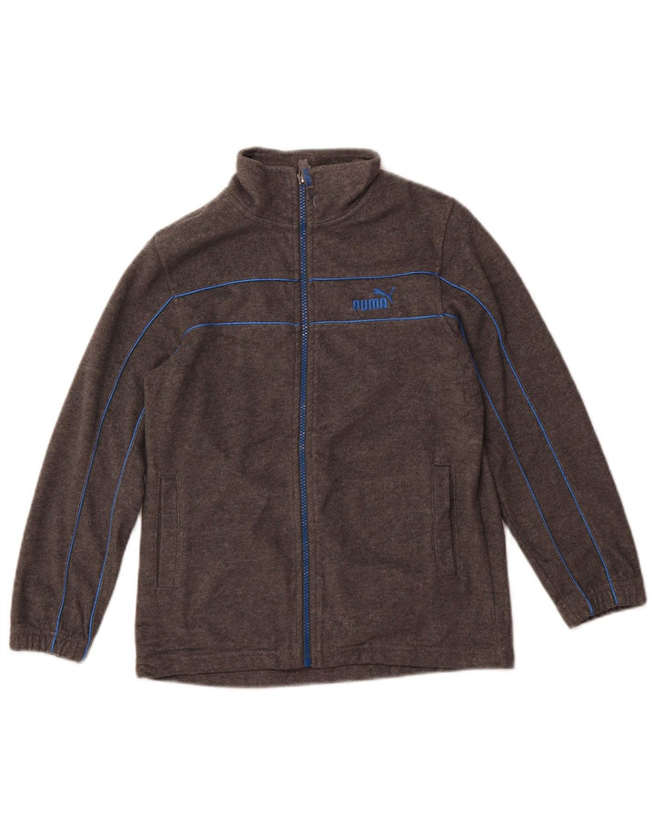 PUMA Boys Graphic Fleece Jacket 7-8 Years Small Grey Polyester