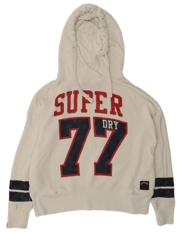 Felpa con cappuccio oversize con grafica da donna Superdry UK 10 Small Cotone bianco