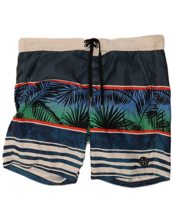 Pantaloncini da bagno regolari con grafica da uomo Maui and Sons 2XL Spiaggia a righe blu