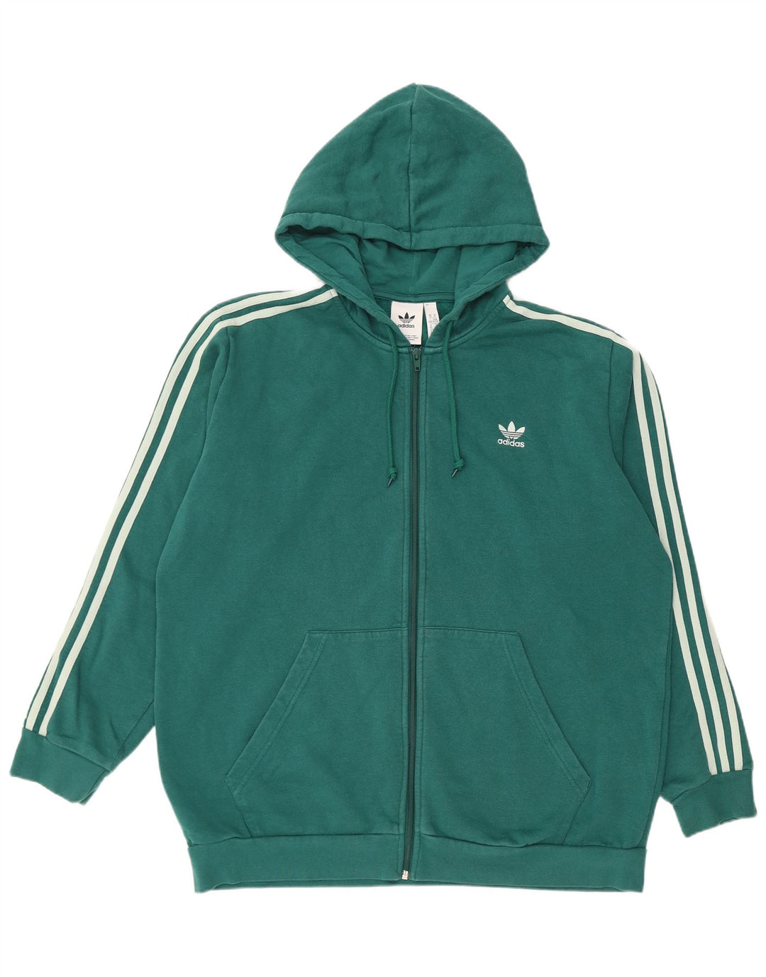 Maglione con cappuccio e zip da uomo ADIDAS XL in cotone verde