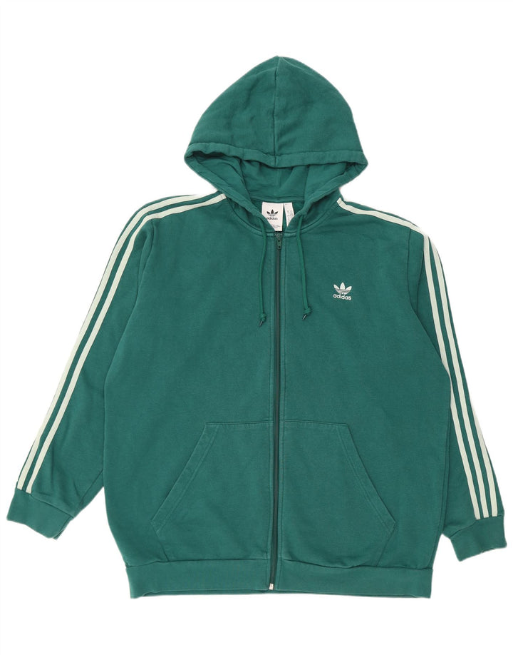 Maglione con cappuccio e zip da uomo ADIDAS XL in cotone verde
