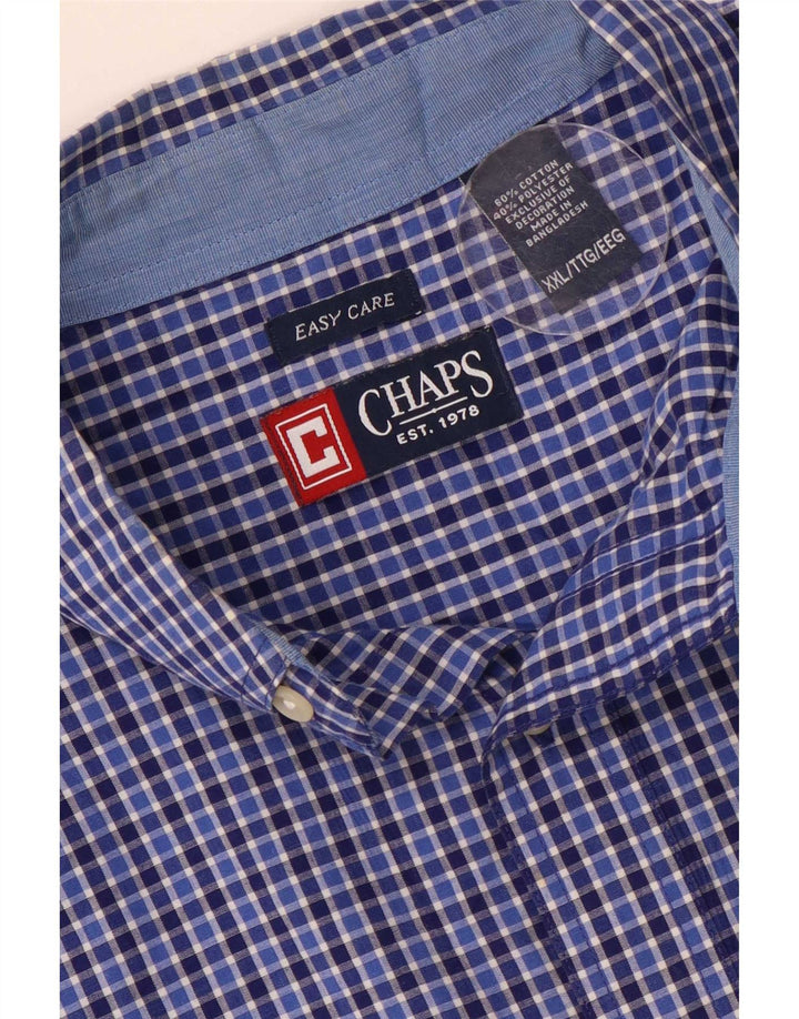 Camicia Chaps da uomo Easy Care 2XL in cotone a quadretti blu