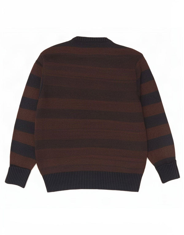 Marlboro Classics Mens Crew Neck Jumper Sweater UK 14 Medium Brown Striped