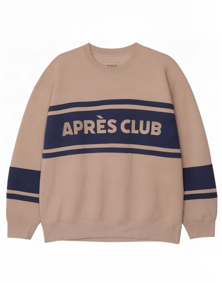 Abercrombie & Fitch Felpa da uomo Maglione grande color block bianco sporco