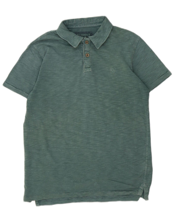 Polo da uomo Fat Face piccola in cotone screziato verde