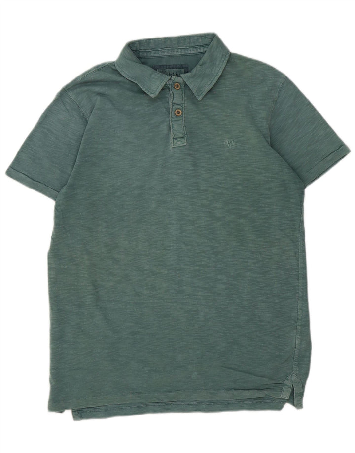 Polo da uomo Fat Face piccola in cotone screziato verde