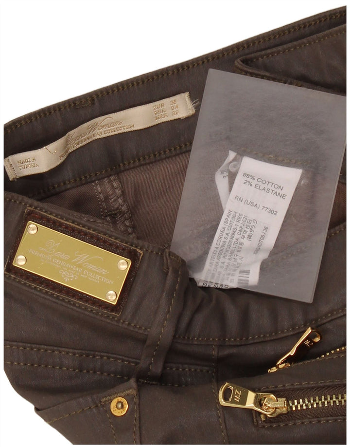 Pantaloni casual skinny da donna ZARA W26 L28 cotone marrone