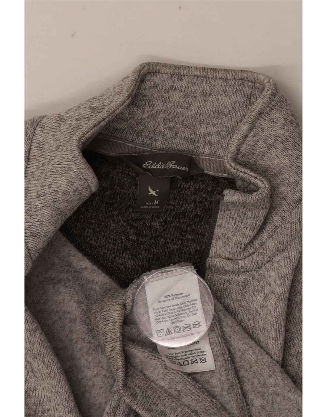 Felpa da uomo con collo con zip Eddie Bauer, poliestere chiazzato grigio medio