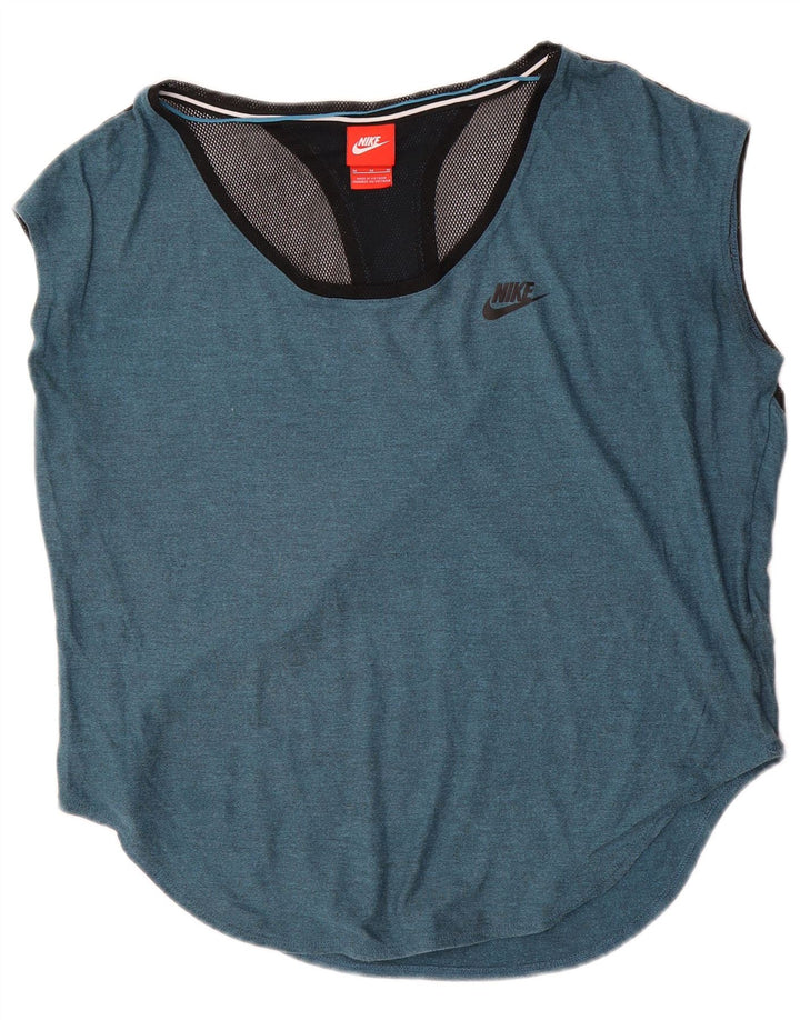 Canotta oversize da donna Nike UK 14 blu medio color block modale