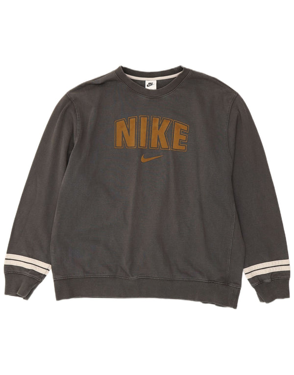 Felpa con grafica Nike da uomo, maglione XL, cotone grigio