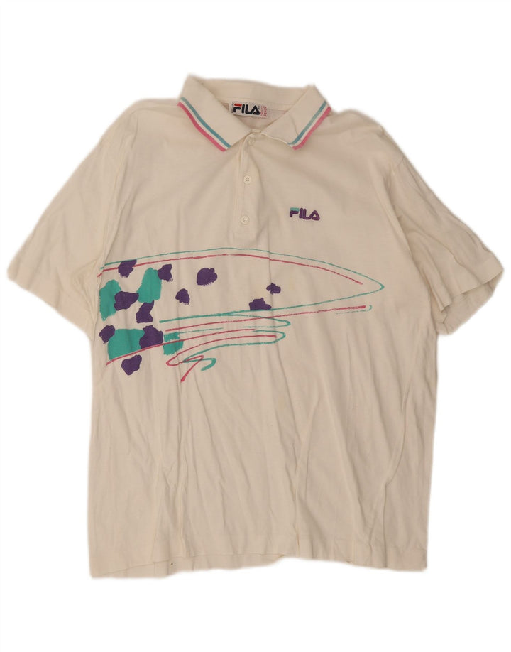Polo grafica da uomo Fila IT 54 XL a righe bianche