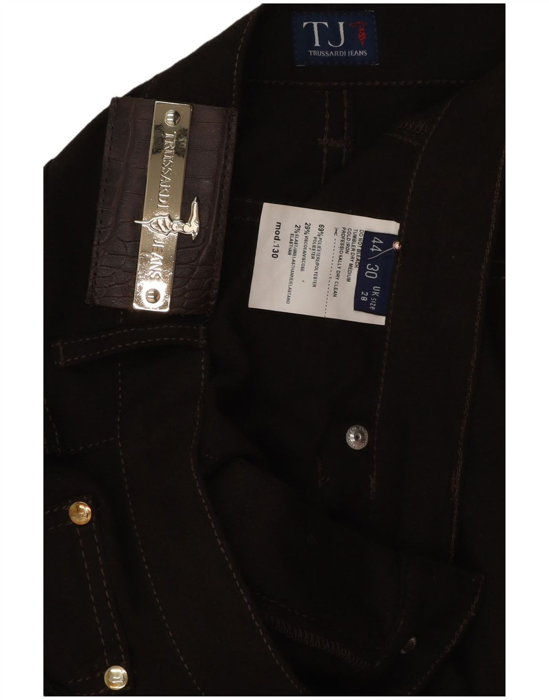 Pantaloni Casual Dritti Donna Trussardi W28 L29 Poliestere Marrone