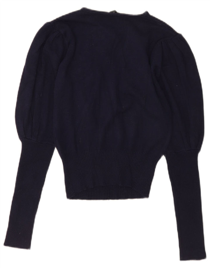 Maglione Zara da donna con collo corto e bottoni UK 8 piccolo blu navy