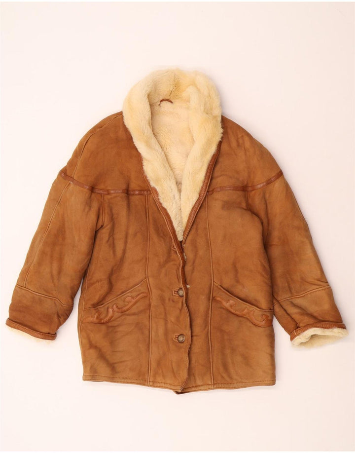 Giacca in shearling vintage da donna IT 42 Shearling beige medio