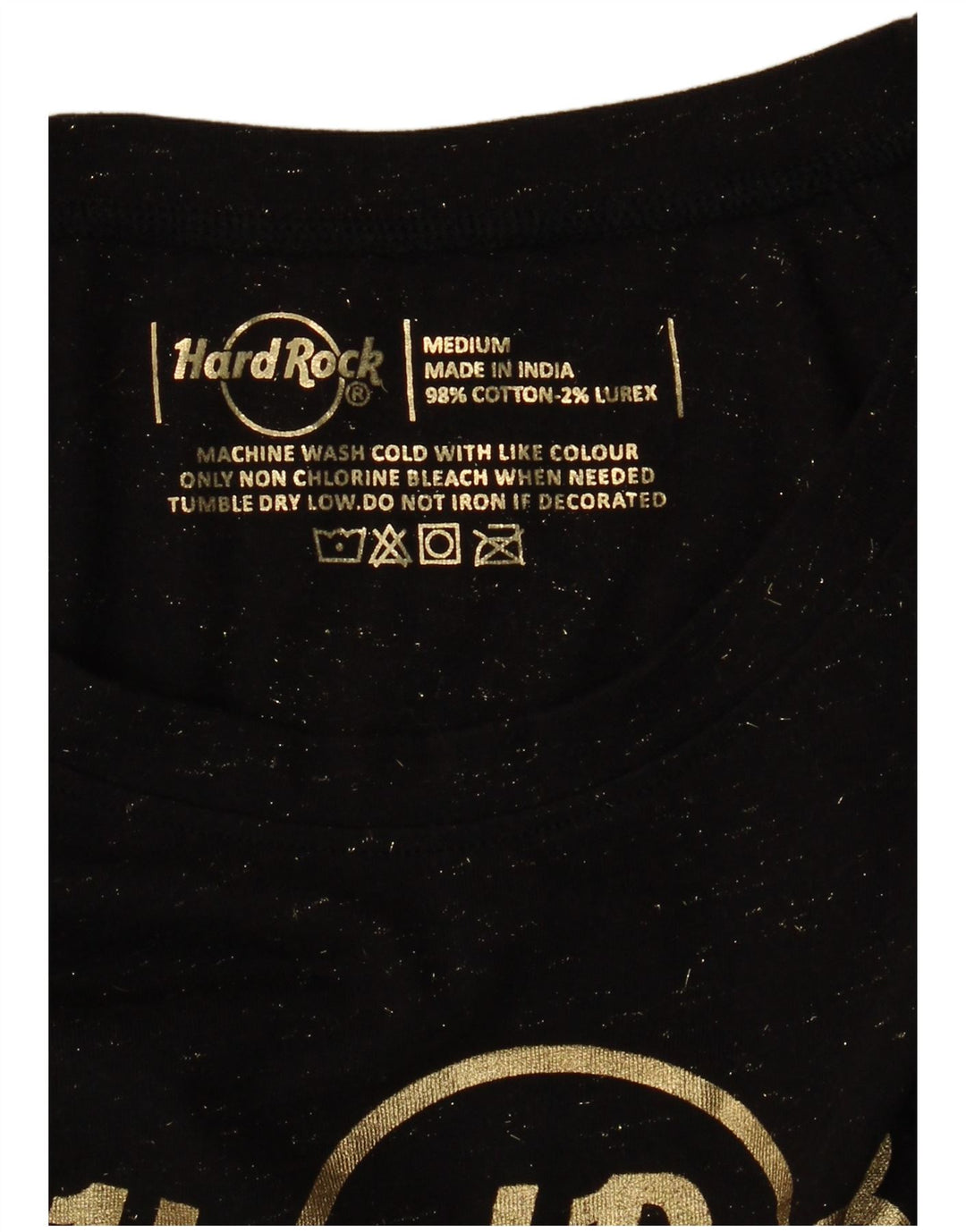 HARD ROCK CAFE T-shirt grafica da donna Panama Top UK 12 Medium Nero