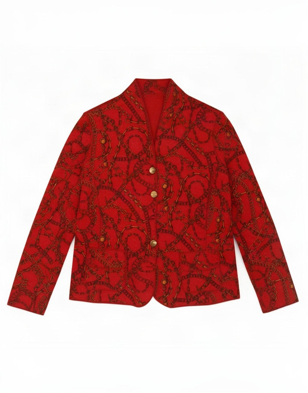 Giacca blazer reversibile da donna vintage con motivo astratto UK 14 rosso medio