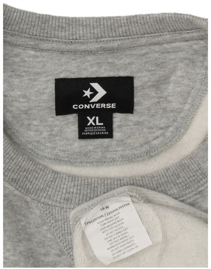 CONVERSE Felpa grafica da uomo Maglione XL Cotone color block grigio