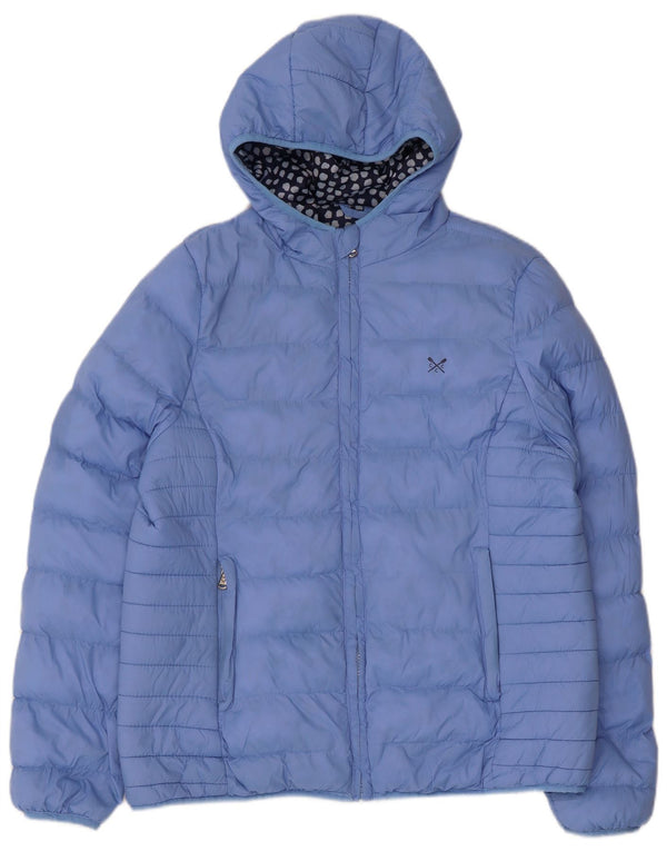 Crew Clothing Giacca imbottita con cappuccio da donna UK 16 Large Blu Nylon