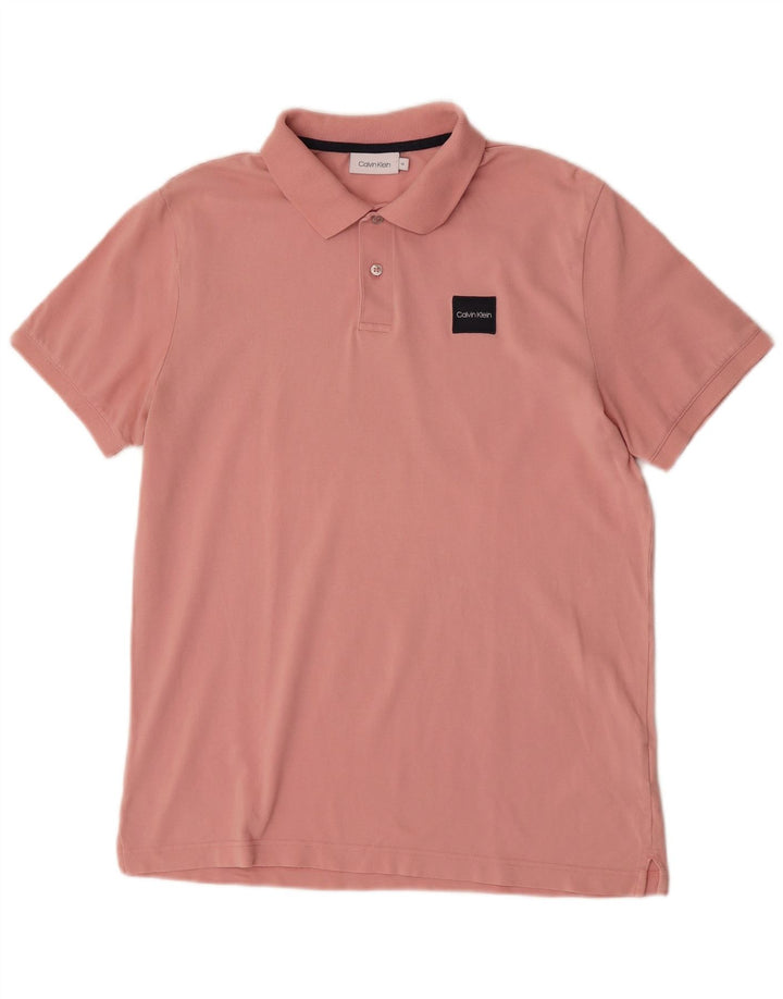 Polo da uomo Calvin Klein in cotone rosa medio