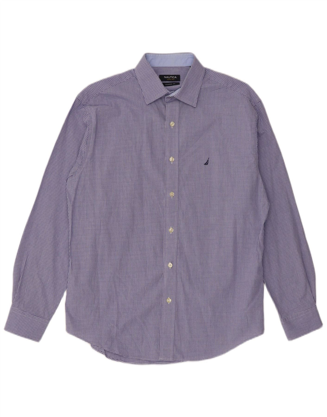 Camicia da uomo NAUTICA vestibilità classica taglia 15 cotone a quadri blu medio