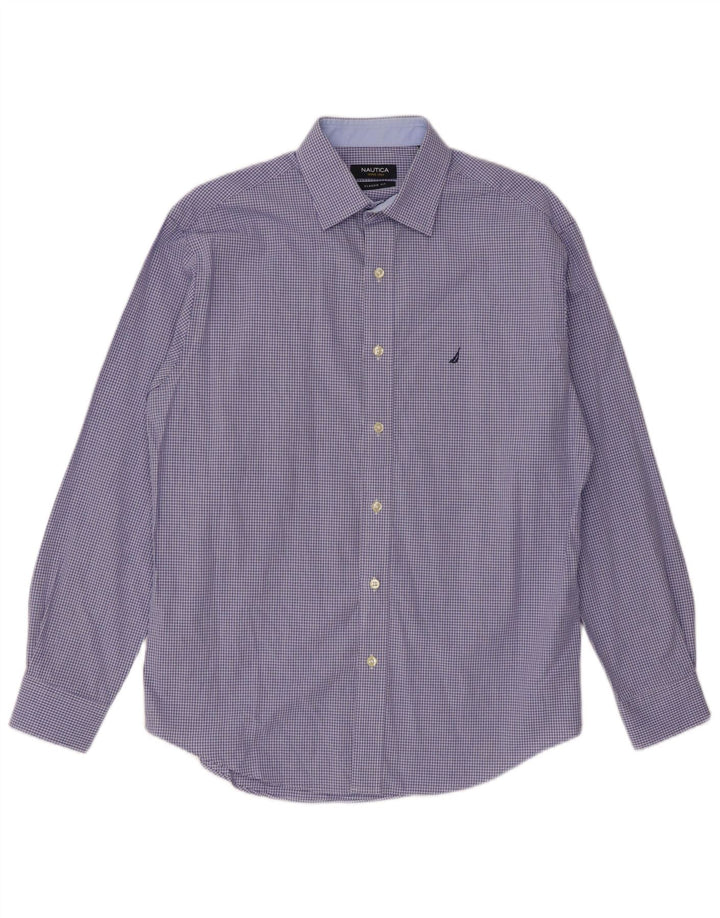 Camicia da uomo NAUTICA vestibilità classica taglia 15 cotone a quadri blu medio