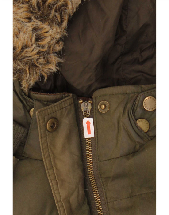 Cappotto imbottito con cappuccio da donna Barbour UK 8 piccolo cotone kaki