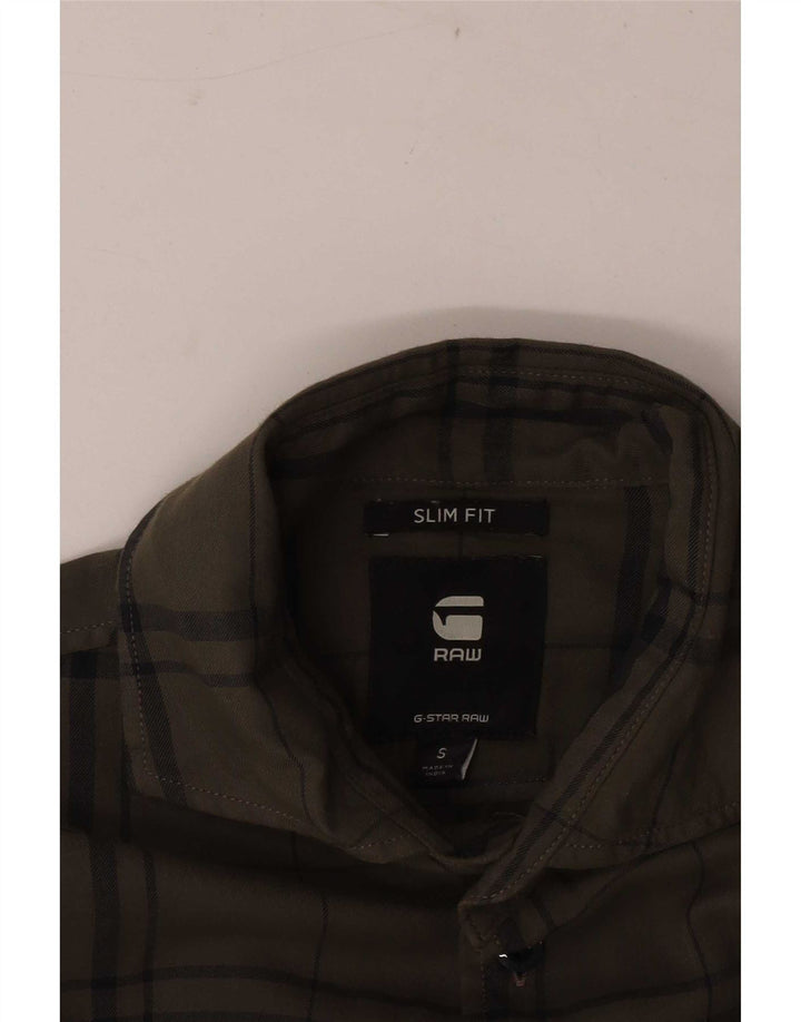 Camicia G-Star da uomo slim fit in flanella a quadri verdi piccoli