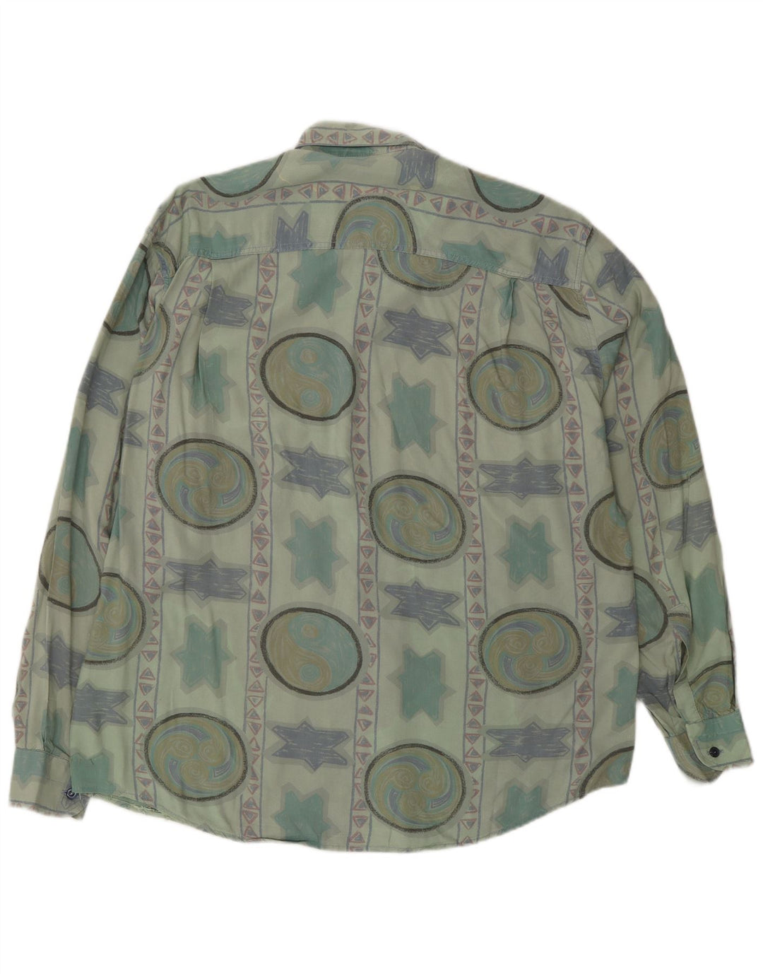 Camicia Azzurra Uomo Large Verde Geometrica