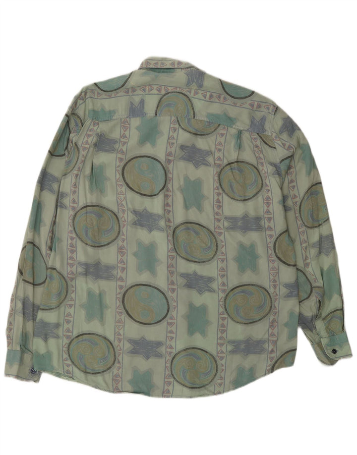 Camicia Azzurra Uomo Large Verde Geometrica
