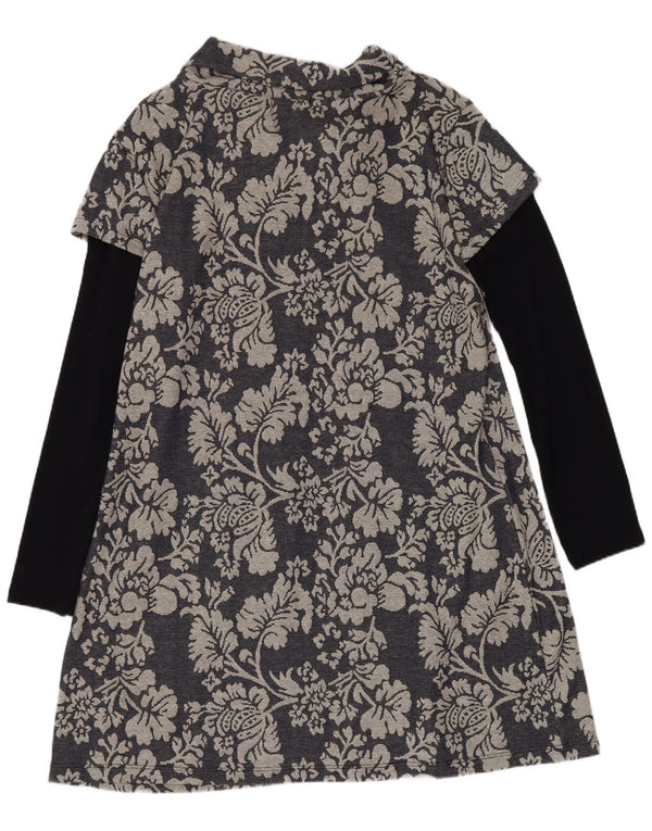 Abito a trapezio a maniche lunghe da donna Joe Browns UK 18 XL Cotone floreale blu navy