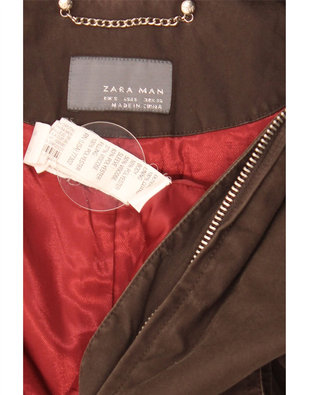 Giubbotto bomber da uomo Zara UK 36 piccolo cotone marrone