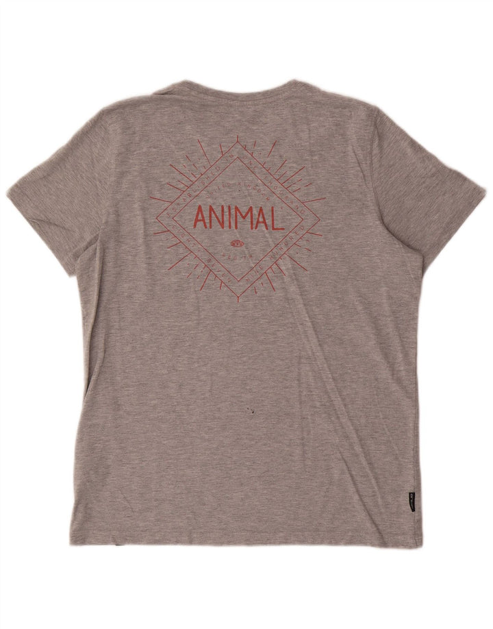 T-shirt grafica da uomo con animali in cotone grigio medio