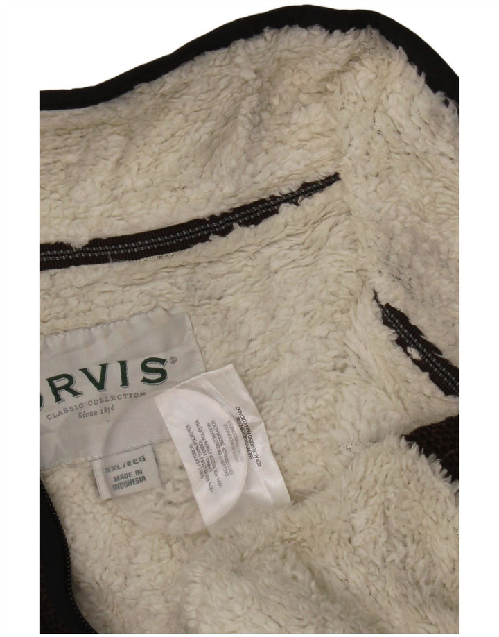 Felpa da uomo Orvis con collo con zip 1/4, maglione 2XL poliestere marrone
